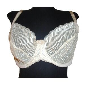 Wacoal 855117 La Femme 40D Full Figure Underwire Bra Lace Ivory Sheer Art Deco